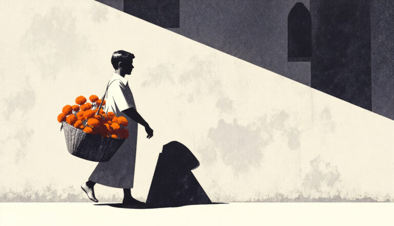 man-carrying-basket-orange-flowers